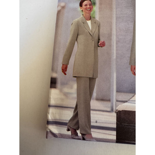 Vintage 90s Corporate Core Suit Sewing Pattern Butterick 6337 Jacket Skirt Pants Minimalist Office Wear 12-16 Uncut