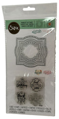 Sizzix Framelits 6 Dies 4 Clear Stamps Layered Labels Frames Birthday Cardmaking