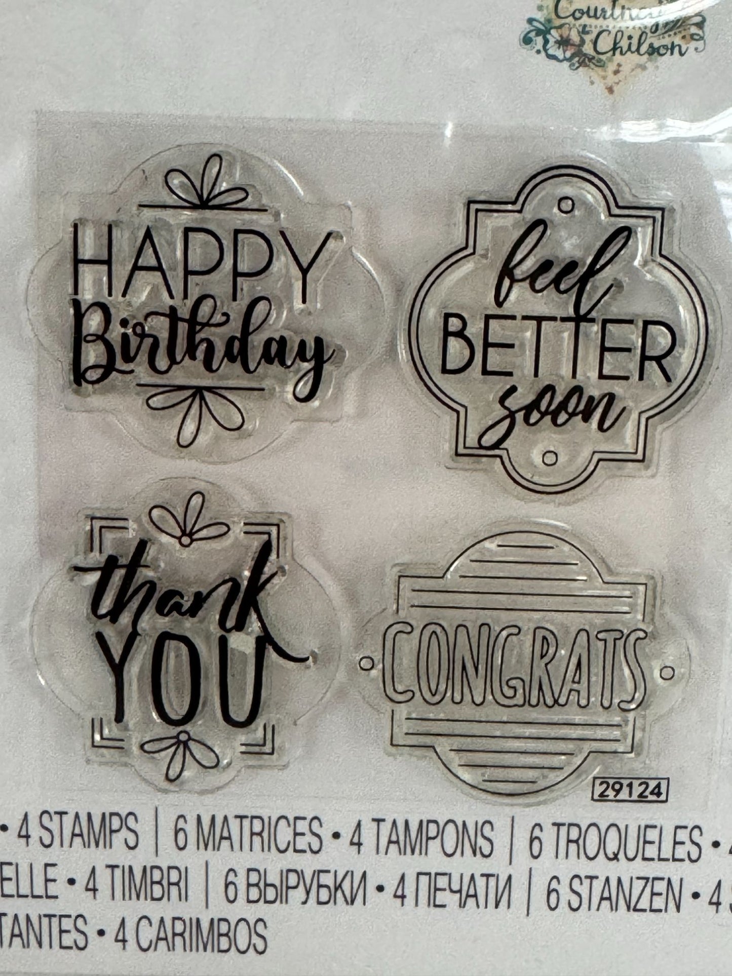Sizzix Framelits 6 Dies 4 Clear Stamps Layered Labels Frames Birthday Cardmaking