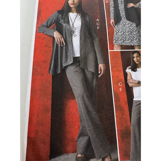 Vogue Sewing Pattern V9215 Wardrobe Jacket Vest Top Dress Skirt Pants Easy 4-14