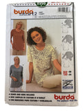 Burda Sewing Pattern 8998 T-Shirt Shirt Top Casual Semi-Fitted Sizes 10-24 Uncut