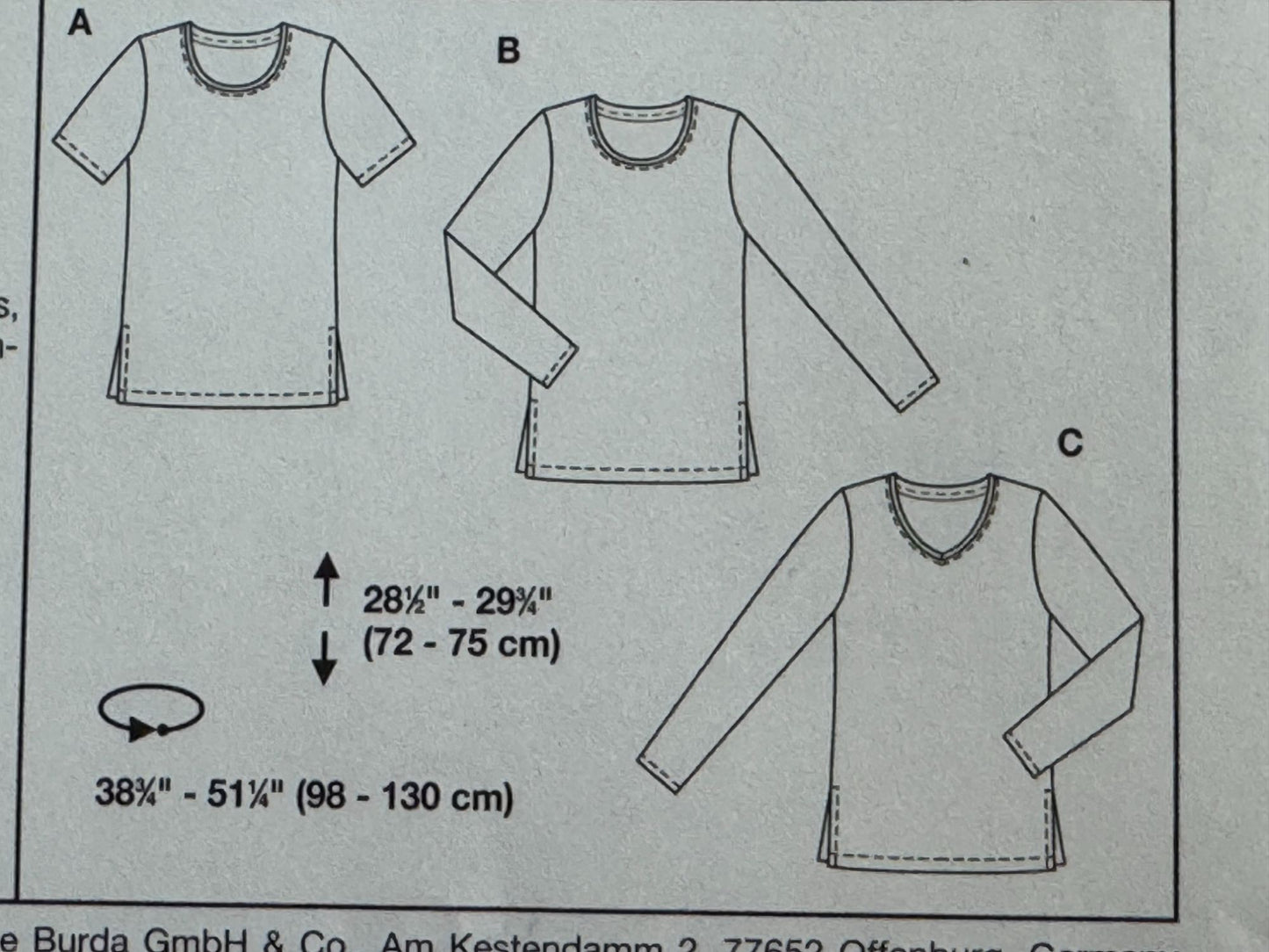 Burda Sewing Pattern 8998 T-Shirt Shirt Top Casual Semi-Fitted Sizes 10-24 Uncut