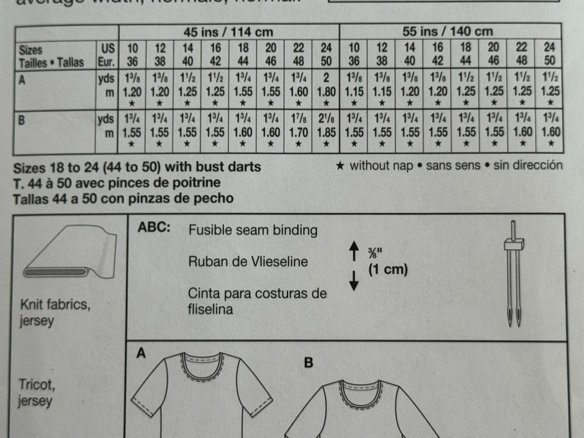 Burda Sewing Pattern 8998 T-Shirt Shirt Top Casual Semi-Fitted Sizes 10-24 Uncut
