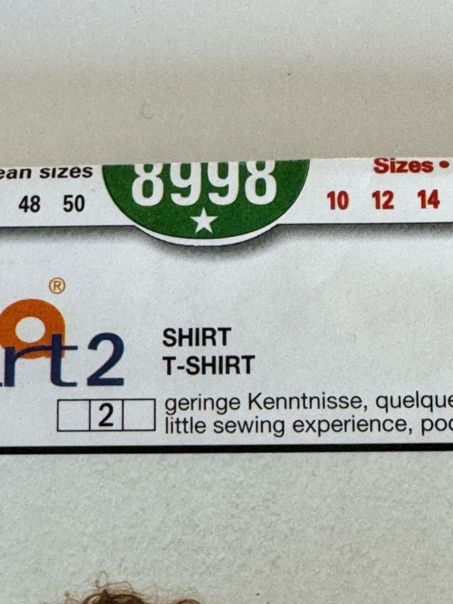 Burda Sewing Pattern 8998 T-Shirt Shirt Top Casual Semi-Fitted Sizes 10-24 Uncut