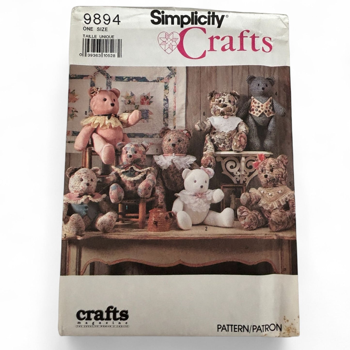 Simplicity Sewing Pattern 9894 Memory Bear Stuffed Teddy Vintage 1990s Uncut Craft