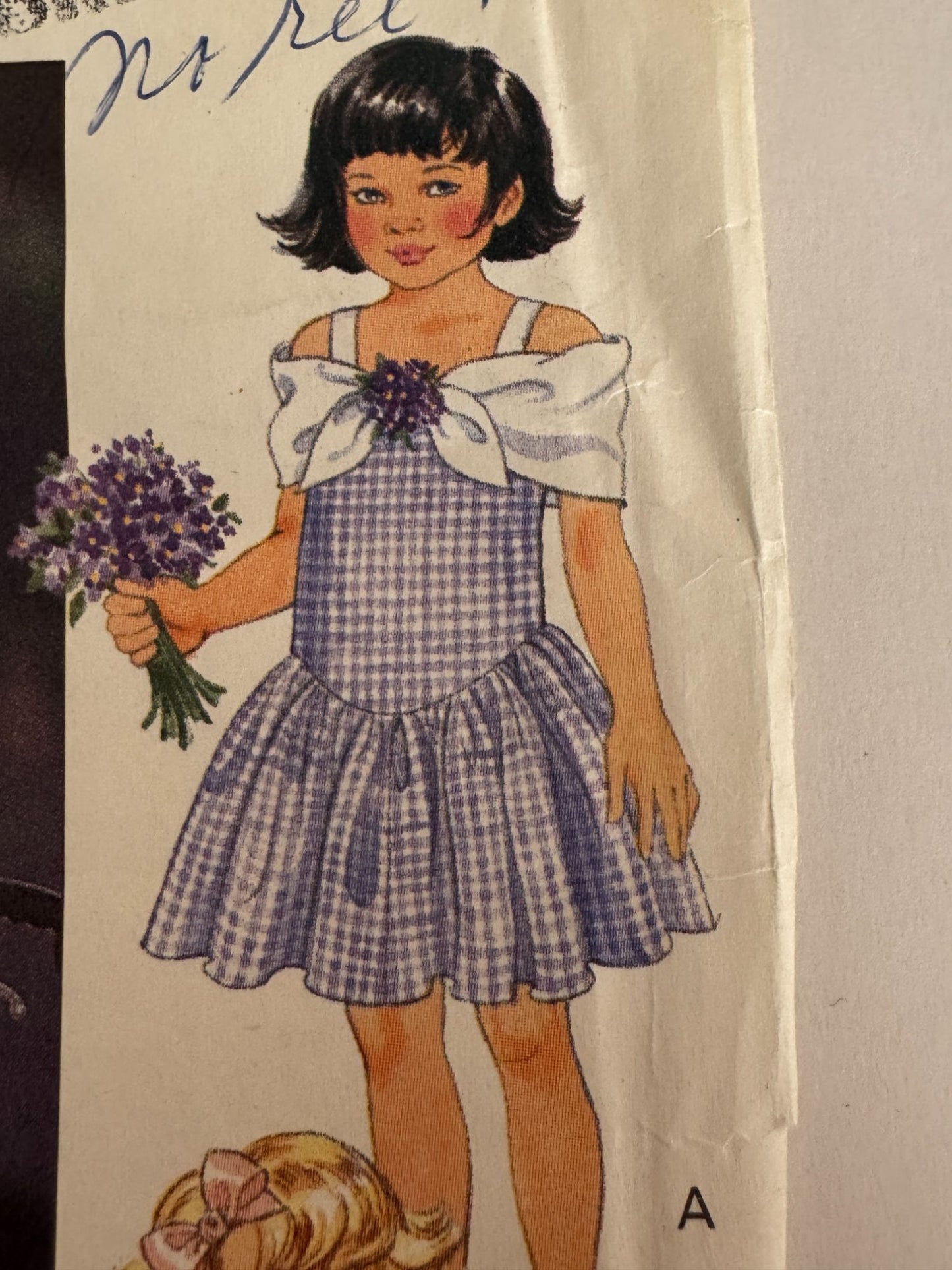 Little Vogue Sewing Pattern 8011 Girls Party Dress 4 5 6 Dropped Waist Bow UC