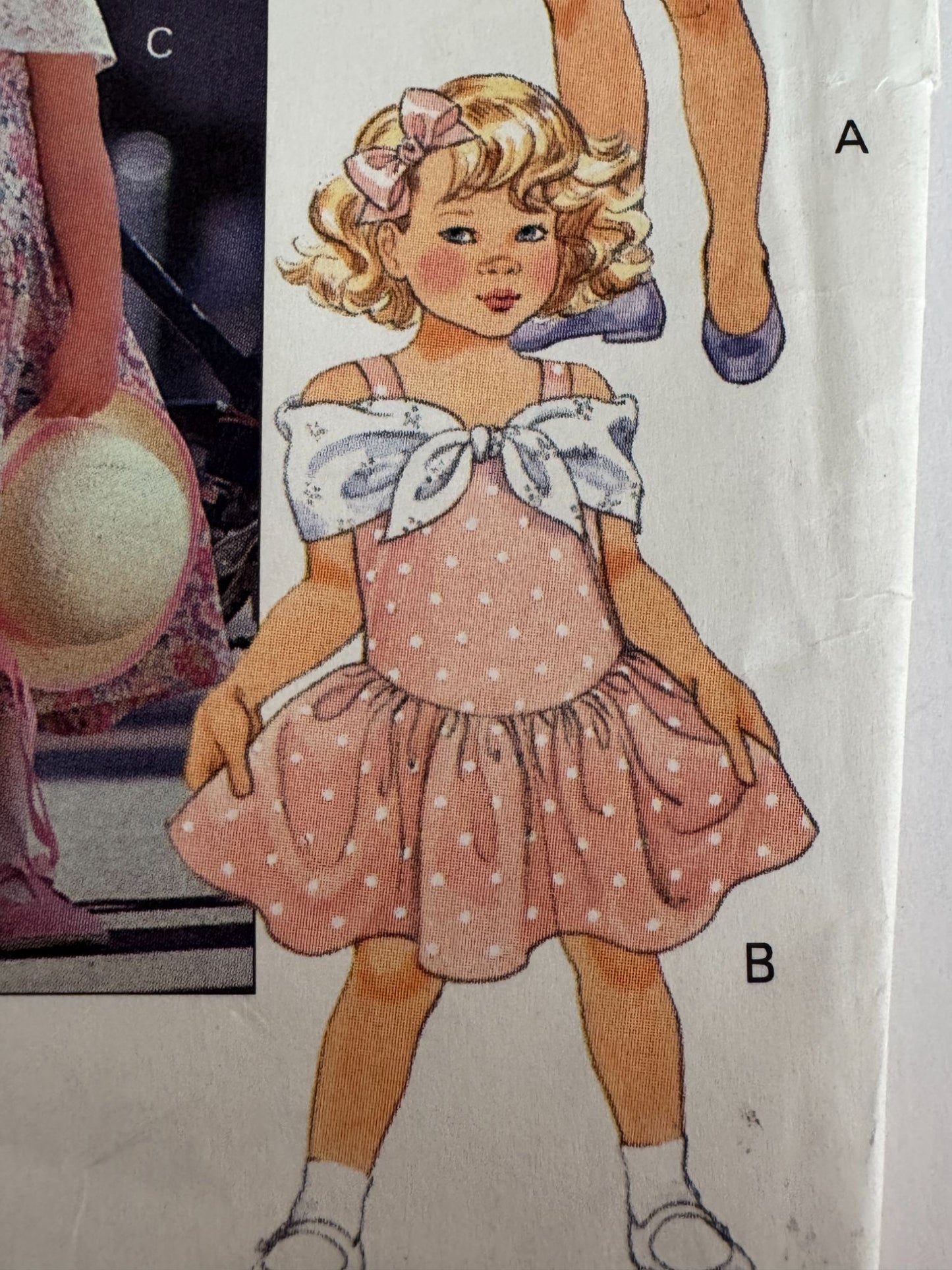 Little Vogue Sewing Pattern 8011 Girls Party Dress 4 5 6 Dropped Waist Bow UC