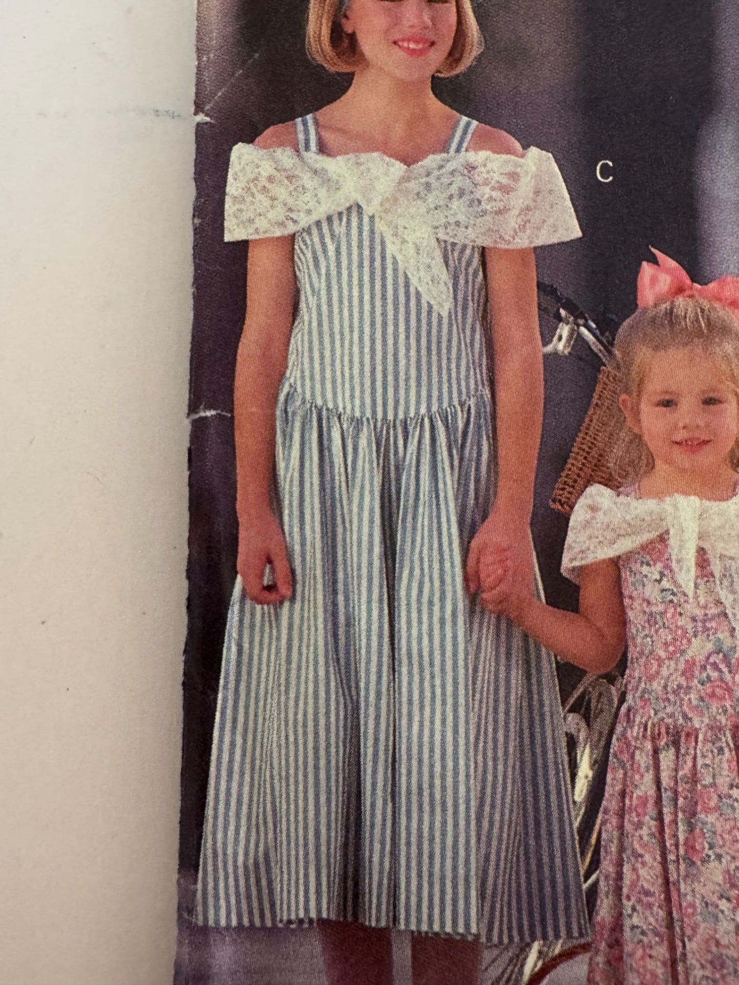 Little Vogue Sewing Pattern 8011 Girls Party Dress 4 5 6 Dropped Waist Bow UC