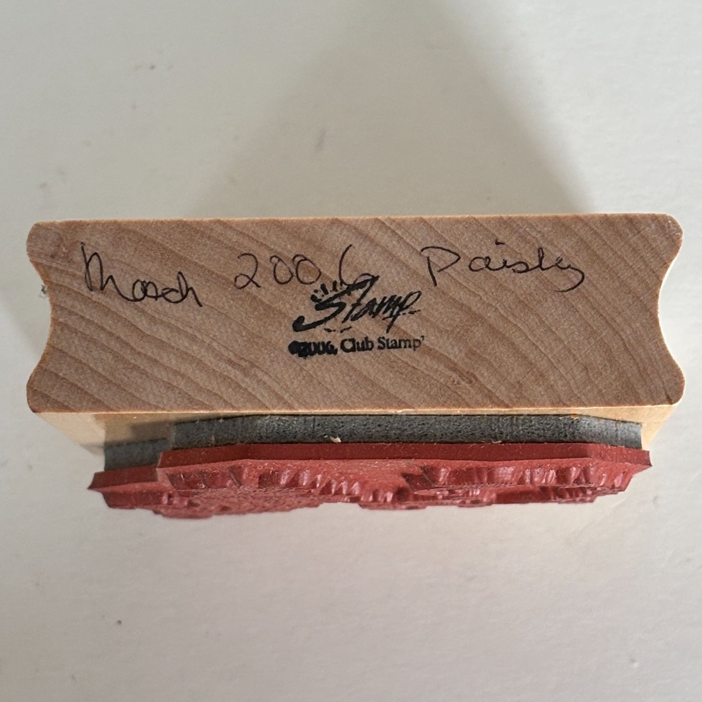 Club Stamp Rubber Stamp Paisley Scroll Botanical Floral Wood Mounted