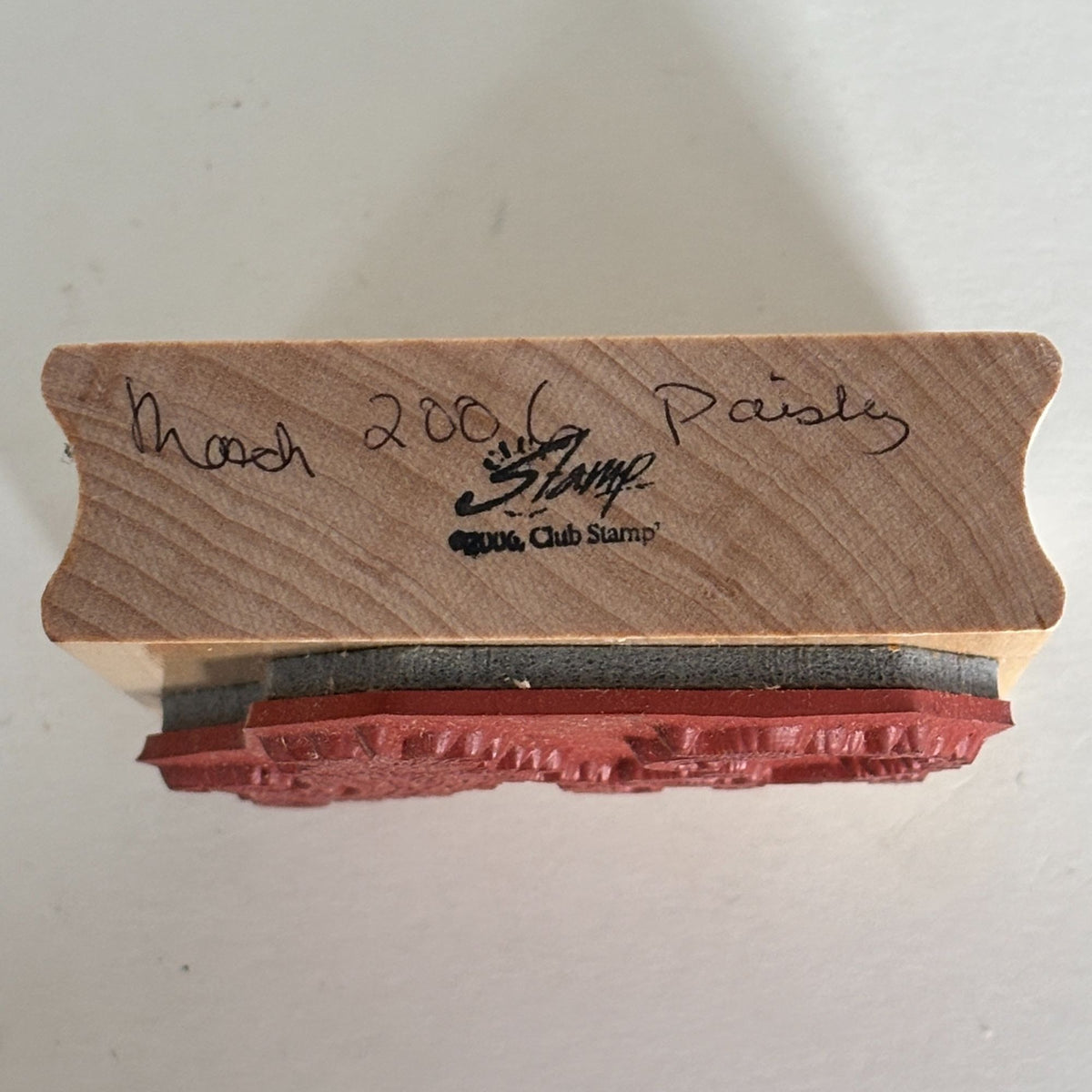 Club Stamp Rubber Stamp Paisley Scroll Botanical Floral Wood Mounted