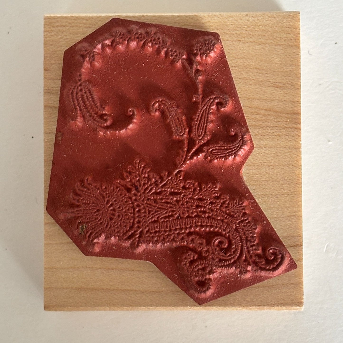 Club Stamp Rubber Stamp Paisley Scroll Botanical Floral Wood Mounted