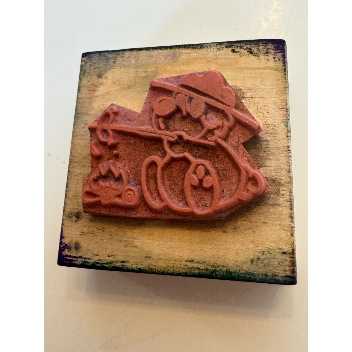 Impressive Rubber Stamp Camp Fire Bear Camping Cooking Hot Dog Summer Relaxation