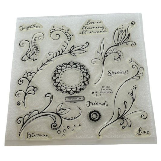 CTMH My Acrylix Acrylic Stamp Set Love is Blooming Flourishes Special Friends