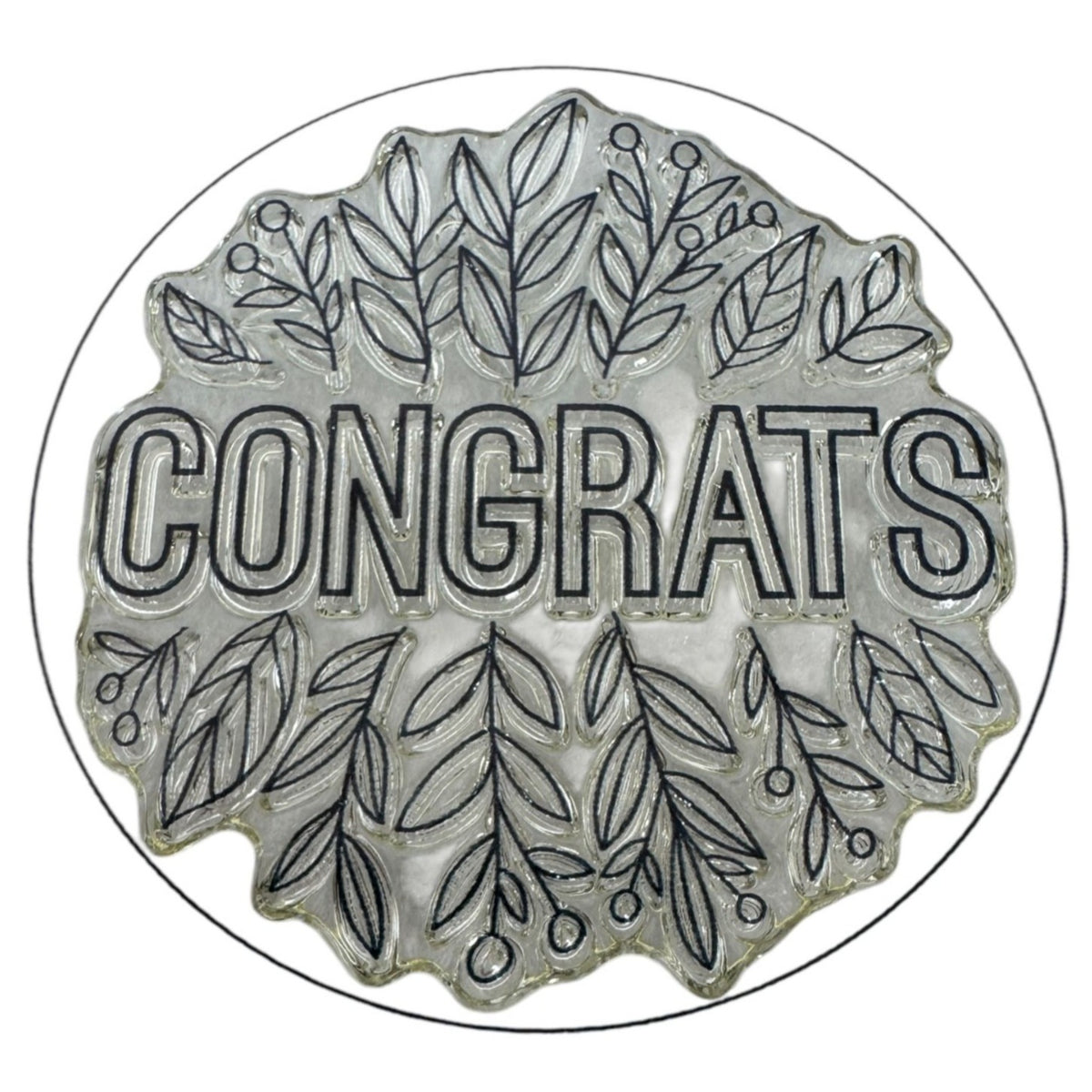 CTMH My Acrylix Acrylic Stamp Leafy Congrats Sentiments A1203 Congratulations