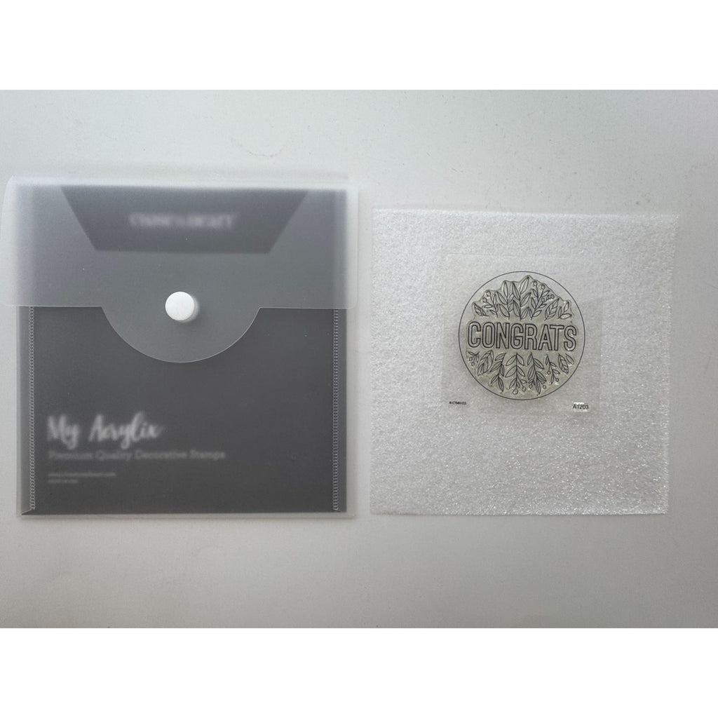 CTMH My Acrylix Acrylic Stamp Leafy Congrats Sentiments A1203 Congratulations
