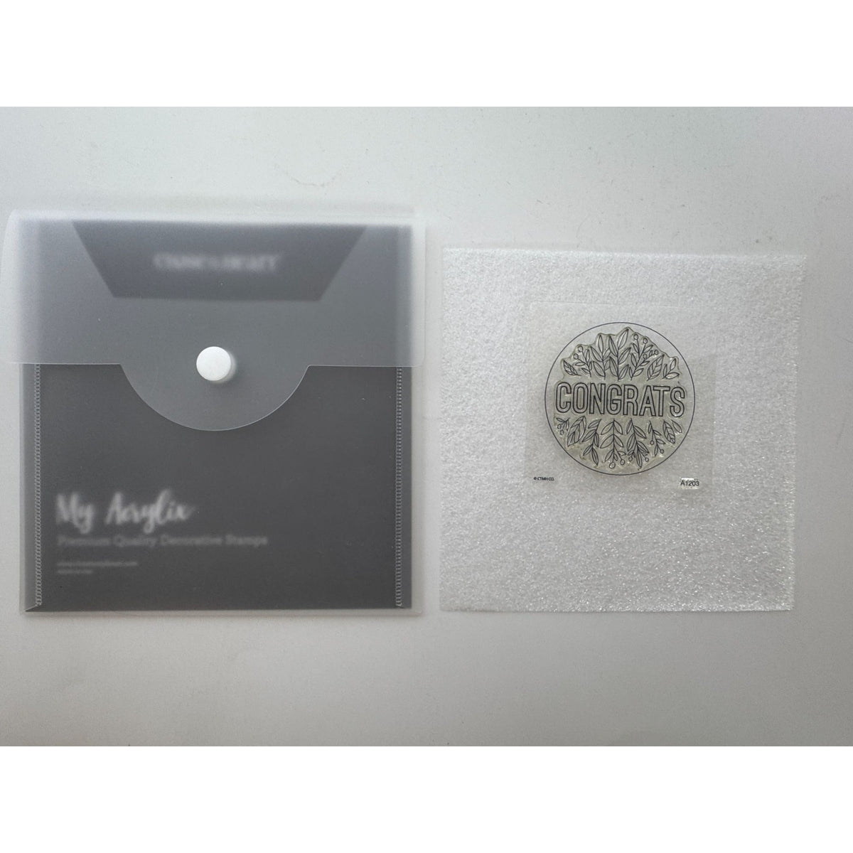CTMH My Acrylix Acrylic Stamp Leafy Congrats Sentiments A1203 Congratulations