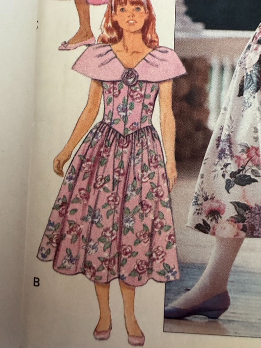 Butterick Sewing Pattern 5340 Girls Dress Spring Easter Party Easy 7 8 10 90s UC