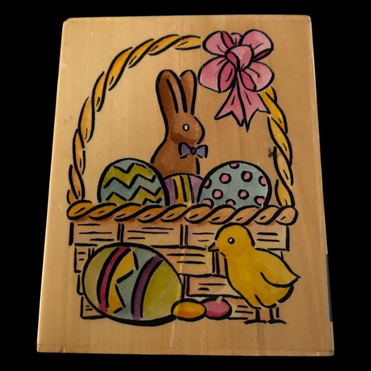 Whispers Rubber Stamp Easter Egg Basket Bunny Chick Spring Large Big Card Making