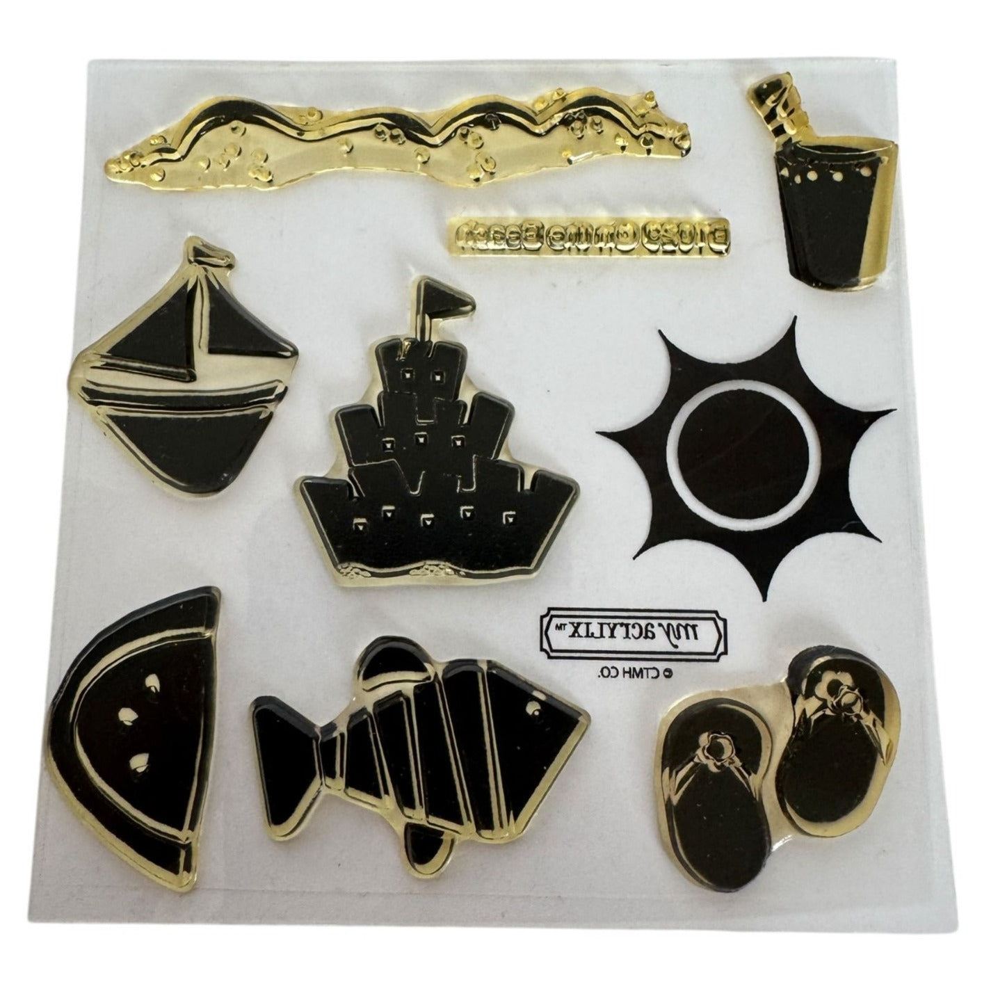 CTMH My Acrylix Acrylic Stamp Set On the Beach Vacation Sandcastle Drink B1029