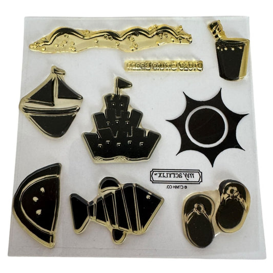 CTMH My Acrylix Acrylic Stamp Set On the Beach Vacation Sandcastle Drink B1029