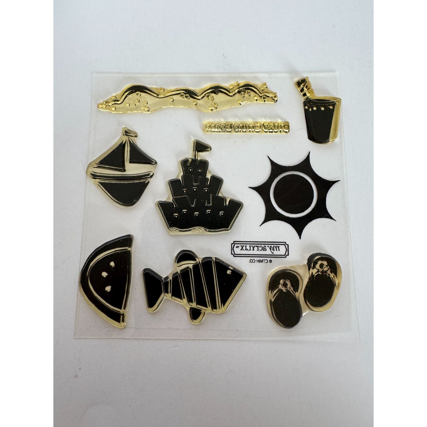 CTMH My Acrylix Acrylic Stamp Set On the Beach Vacation Sandcastle Drink B1029