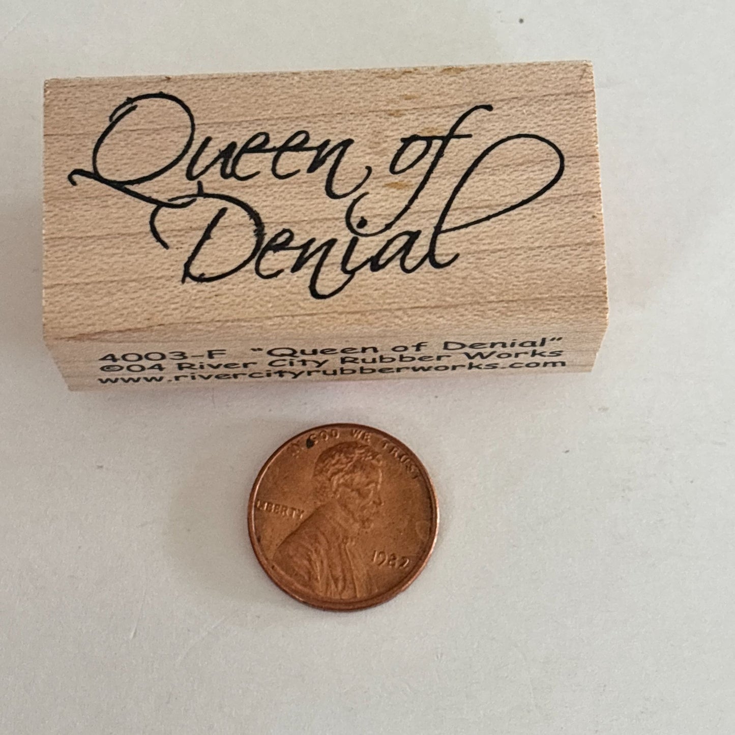 River City Rubber Works Rubber Stamp Queen of Denial Cardmaking Funny Sarcastic Words Humor