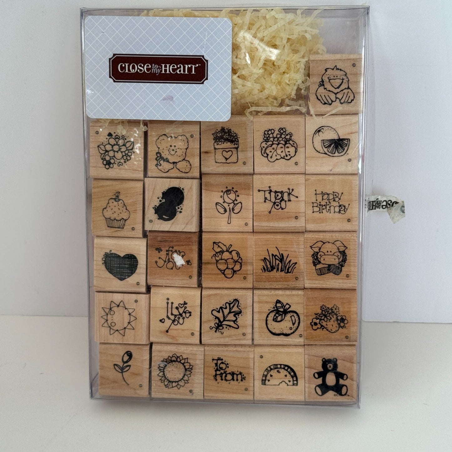 Close To My Heart Wooden Rubber Stamp Set 26 Fruit To From Birthday Pig Small