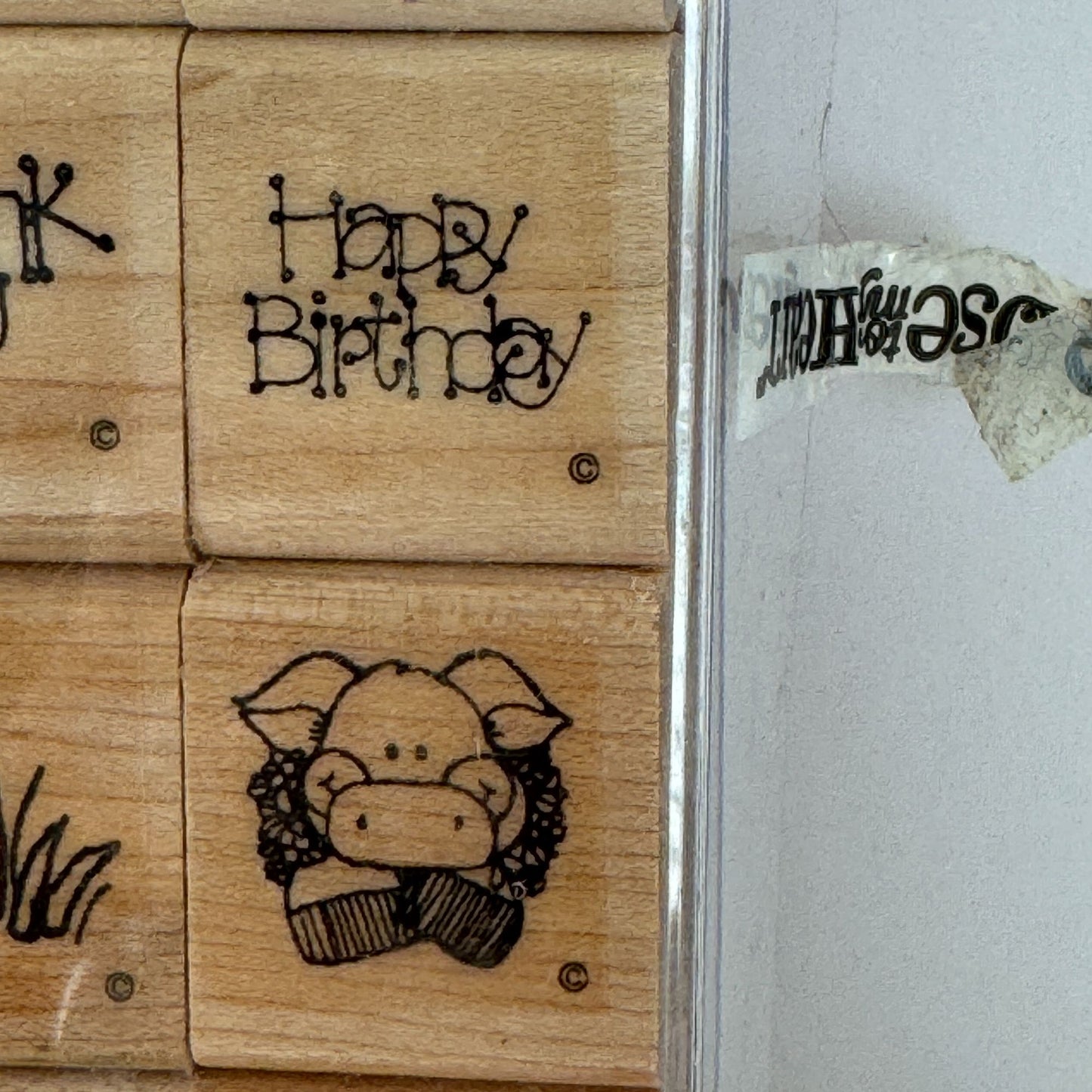 Close To My Heart Wooden Rubber Stamp Set 26 Fruit To From Birthday Pig Small