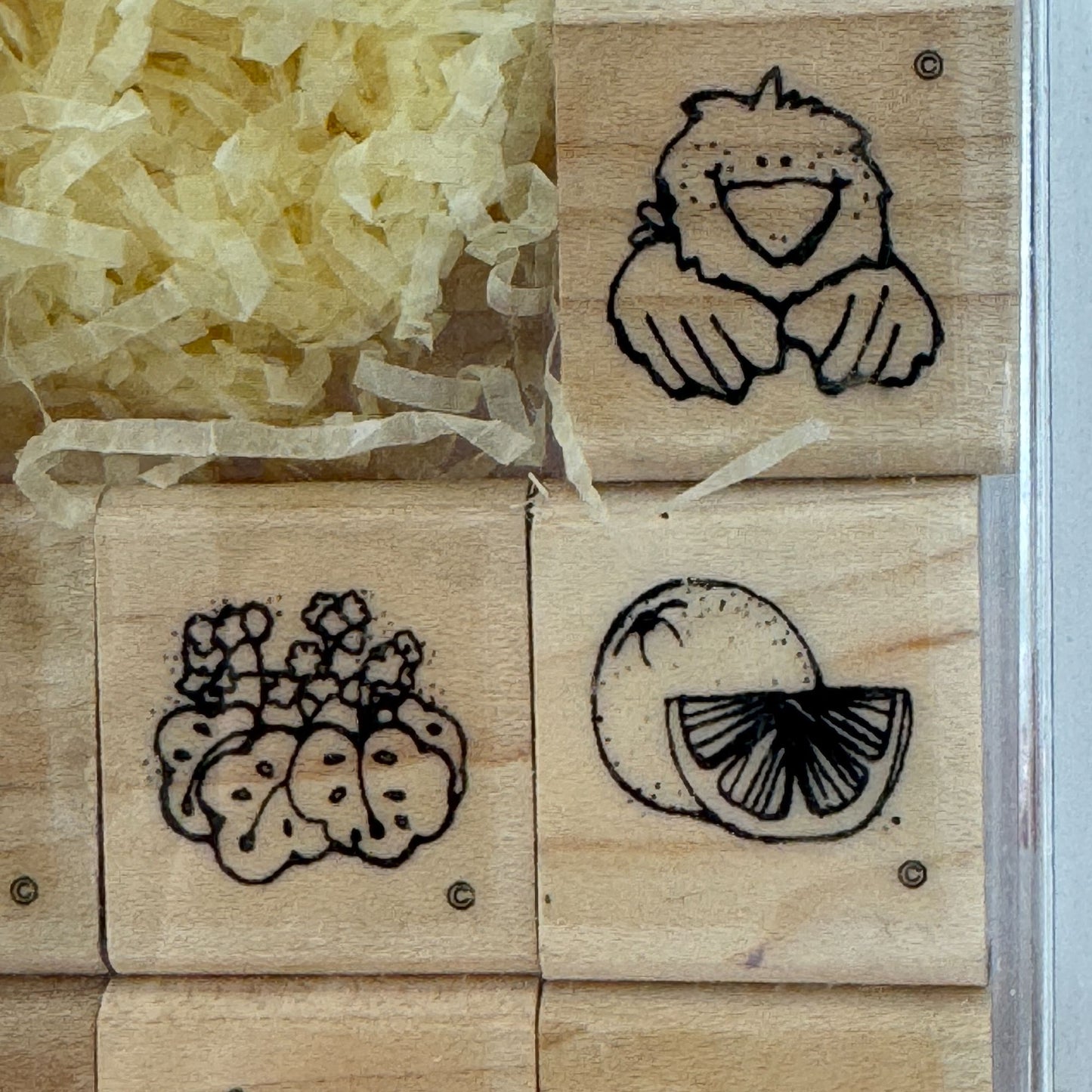 Close To My Heart Wooden Rubber Stamp Set 26 Fruit To From Birthday Pig Small