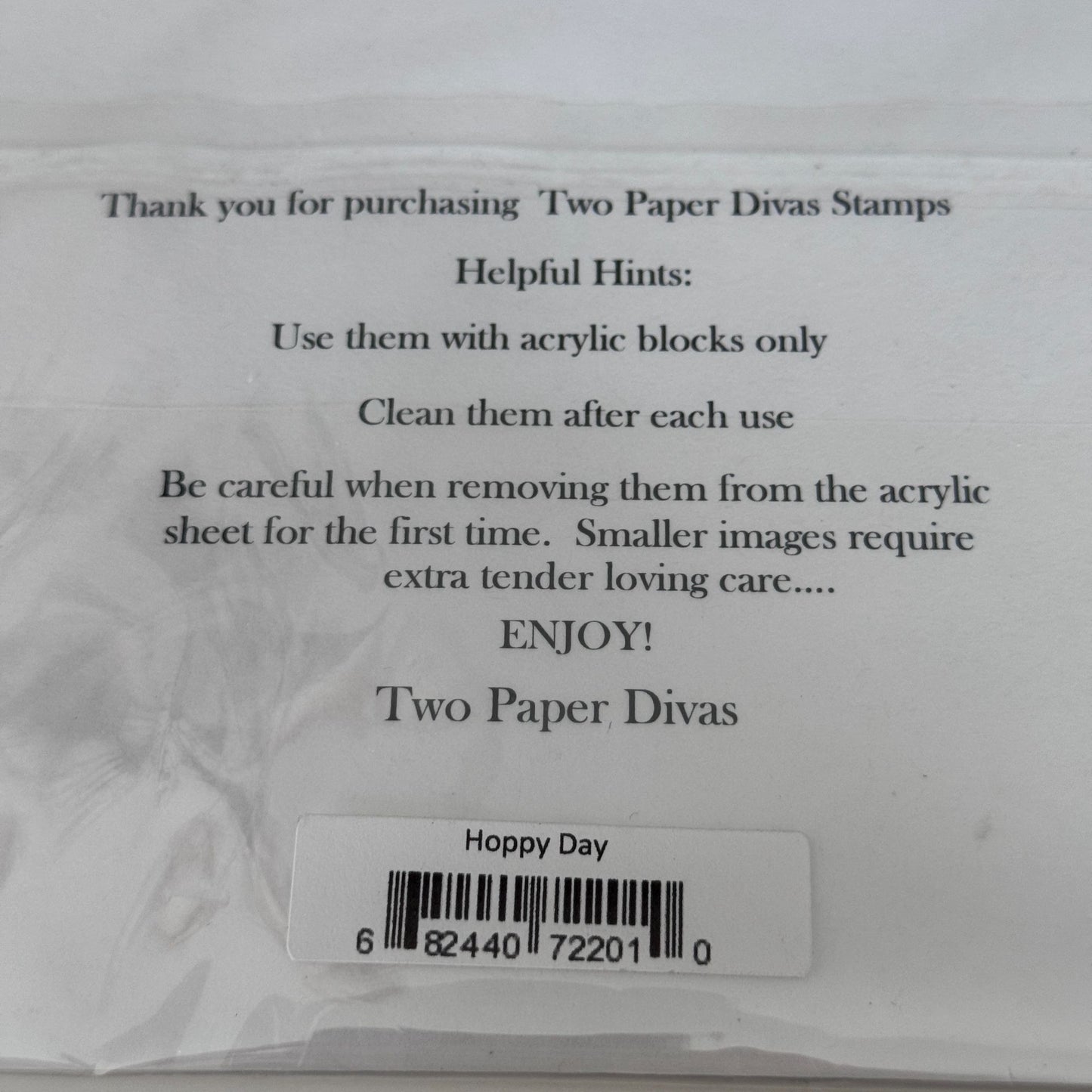 Two Paper Divas Clear Cling Stamp Set Easter Bunny Have A Hoppy Day Pun Greeting Spring