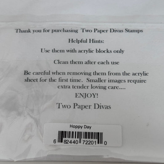 Two Paper Divas Clear Cling Stamp Set Easter Bunny Have A Hoppy Day Pun Greeting Spring