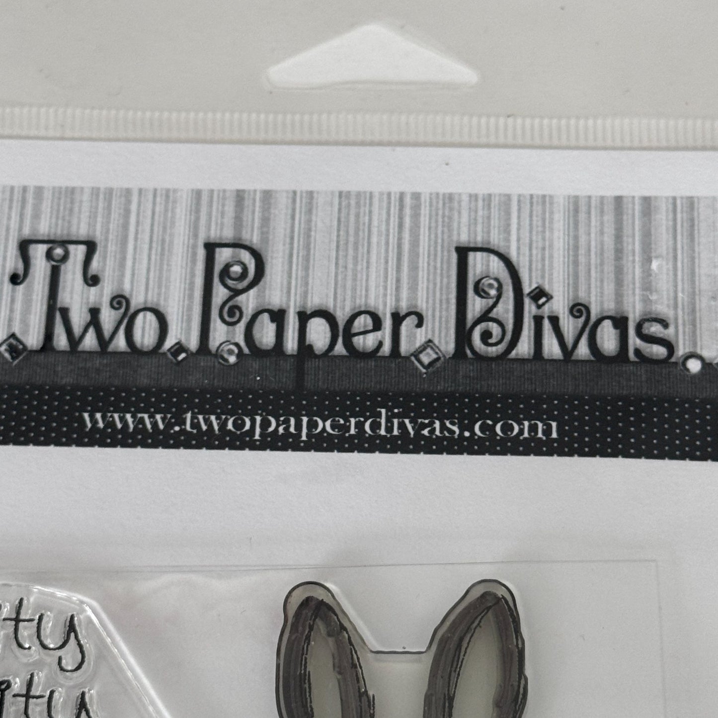 Two Paper Divas Clear Cling Stamp Set Easter Bunny Have A Hoppy Day Pun Greeting Spring