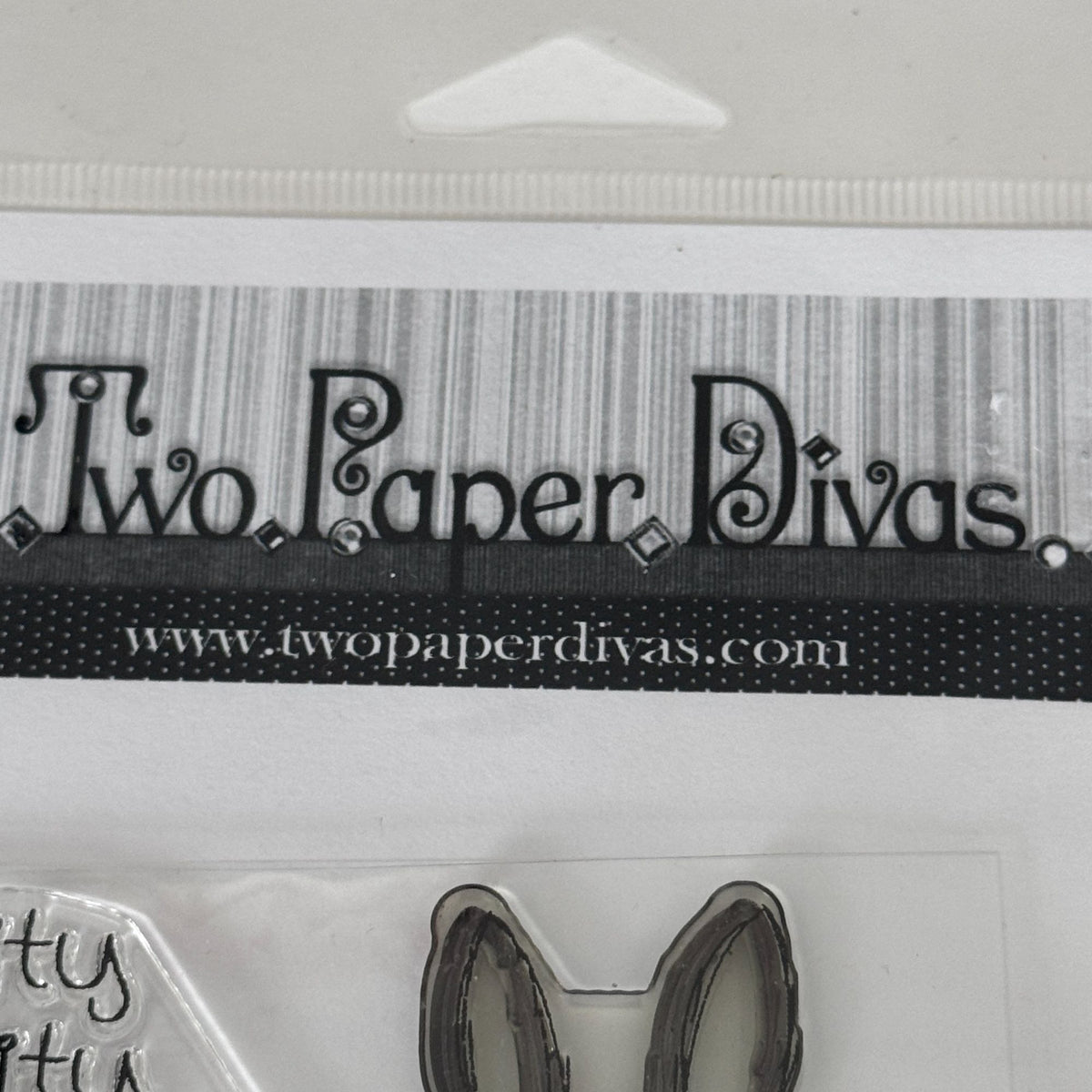 Two Paper Divas Clear Cling Stamp Set Easter Bunny Have A Hoppy Day Pun Greeting Spring