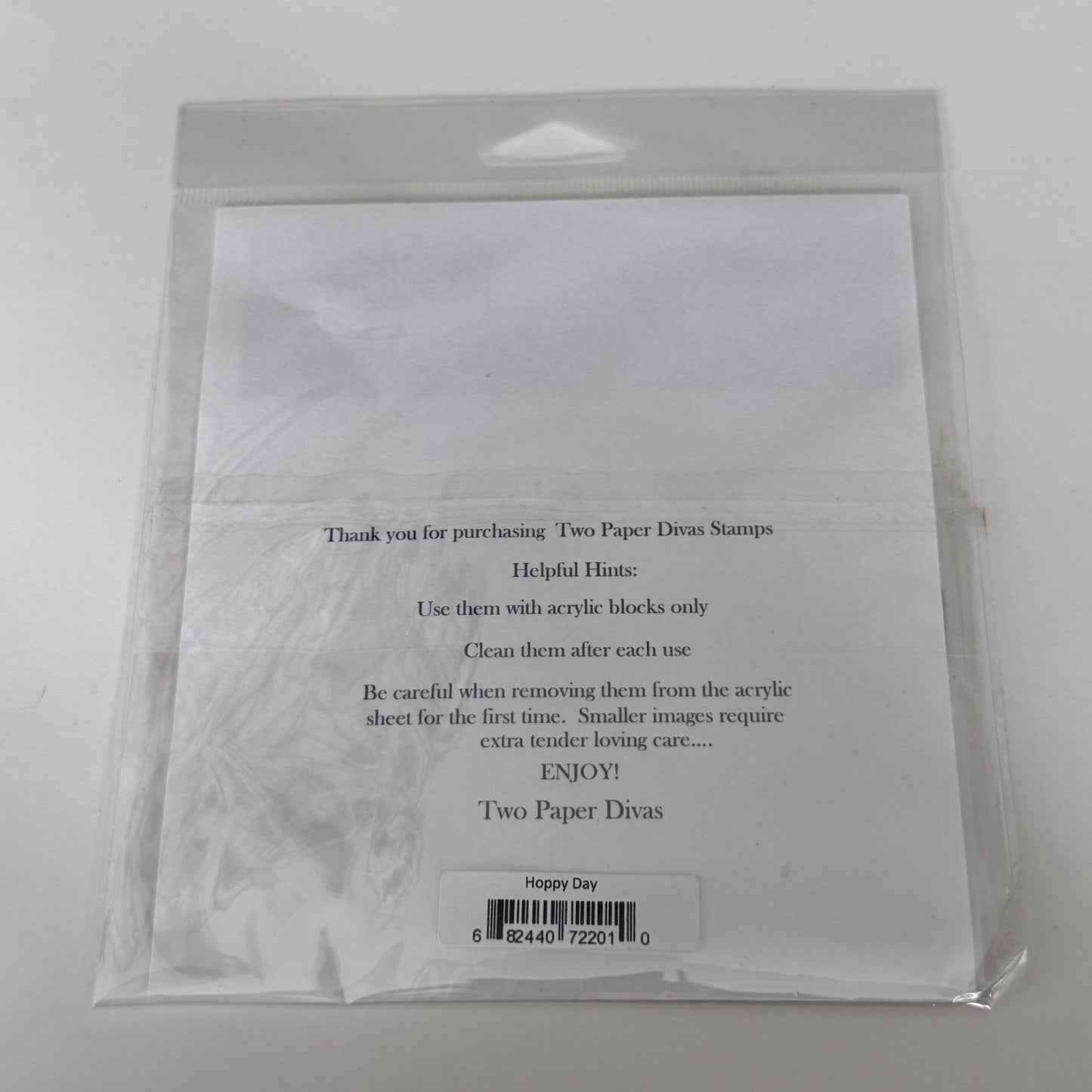 Two Paper Divas Clear Cling Stamp Set Easter Bunny Have A Hoppy Day Pun Greeting Spring