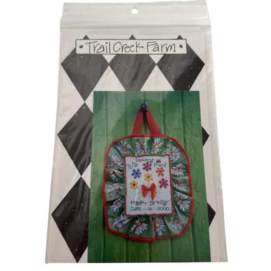 Trail Creek Farm Cross Stitch Pattern Happy Birthday Card Sign Friendship Craft