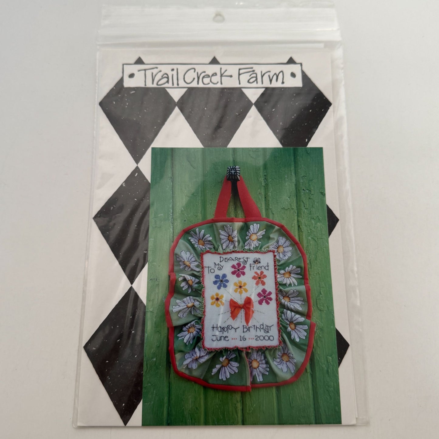 Trail Creek Farm Cross Stitch Pattern Happy Birthday Card Sign Friendship Craft