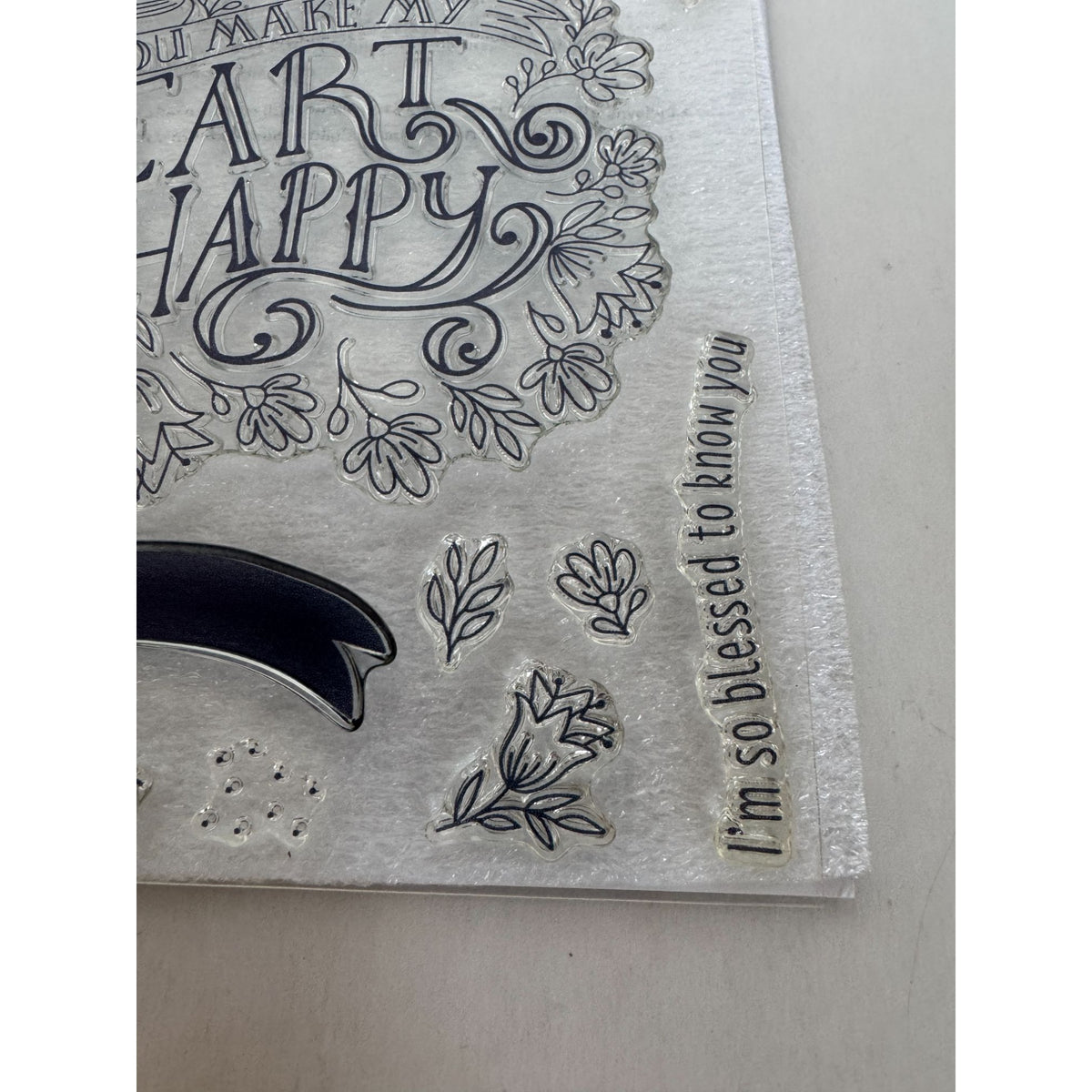 CTMH Acrylic Stamp Set Heartfelt Sentiments You Make My Heart Happy Blessed Home