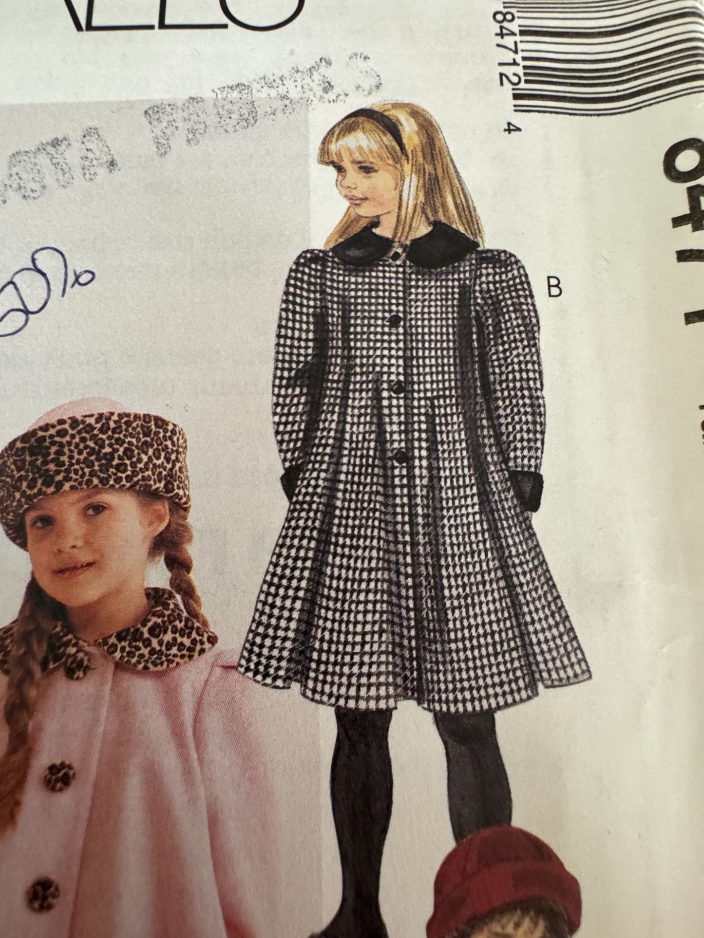 McCalls Sewing Pattern 8471 Girls Lined Swing Coat Hat Winter Size 4 5 6 Uncut
