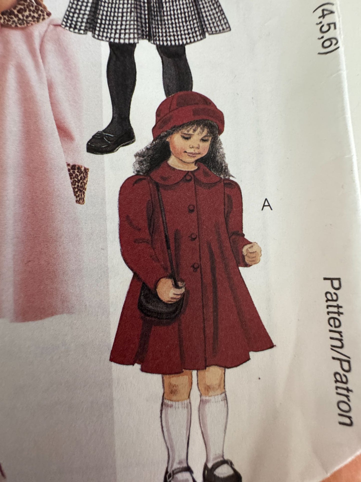 McCalls Sewing Pattern 8471 Girls Lined Swing Coat Hat Winter Size 4 5 6 Uncut