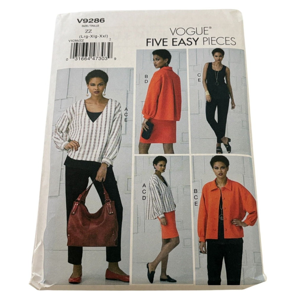Vogue Sewing Pattern V9286 Tops Pants Skirt Work Career Easy Sizes L XL XXL UC