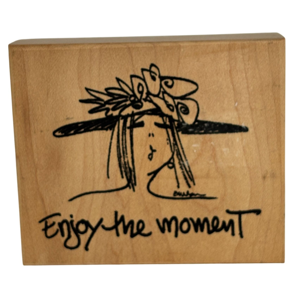 American Art Stamp Rubber Stamp Enjoy The Moment Cardmaking Words Emerson Quillin Fancy Hat