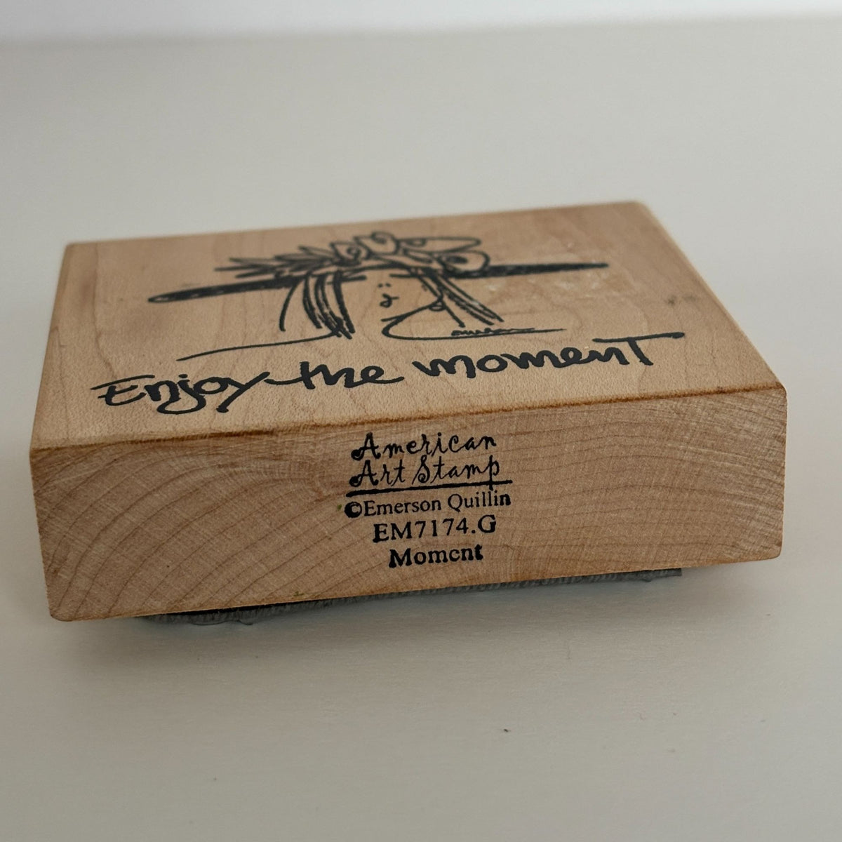 American Art Stamp Rubber Stamp Enjoy The Moment Cardmaking Words Emerson Quillin Fancy Hat