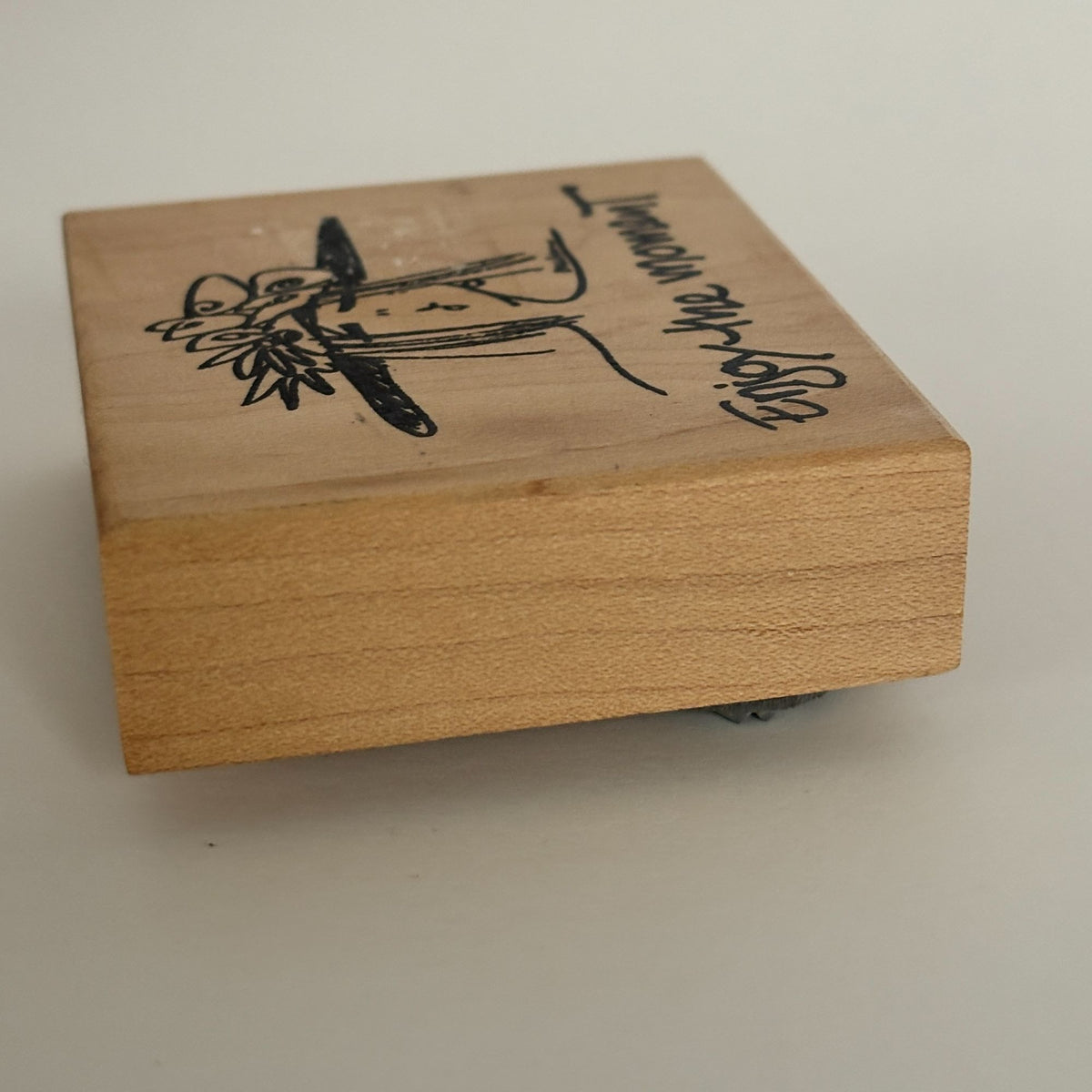 American Art Stamp Rubber Stamp Enjoy The Moment Cardmaking Words Emerson Quillin Fancy Hat