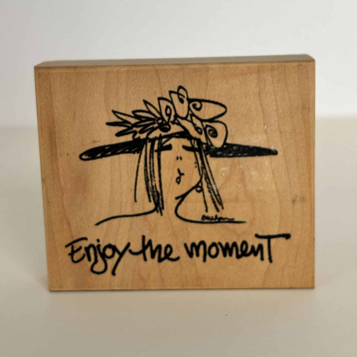 American Art Stamp Rubber Stamp Enjoy The Moment Cardmaking Words Emerson Quillin Fancy Hat