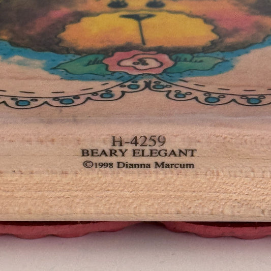 Stampassions Rubber Stamp Beary Elegant Teddy Bear Tea Party Invitation Cardmaking Large