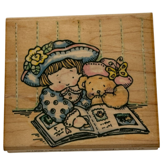 Penny Black Rubber Stamp Sharing Memories Teddy Bear Girl Photo Album Memory