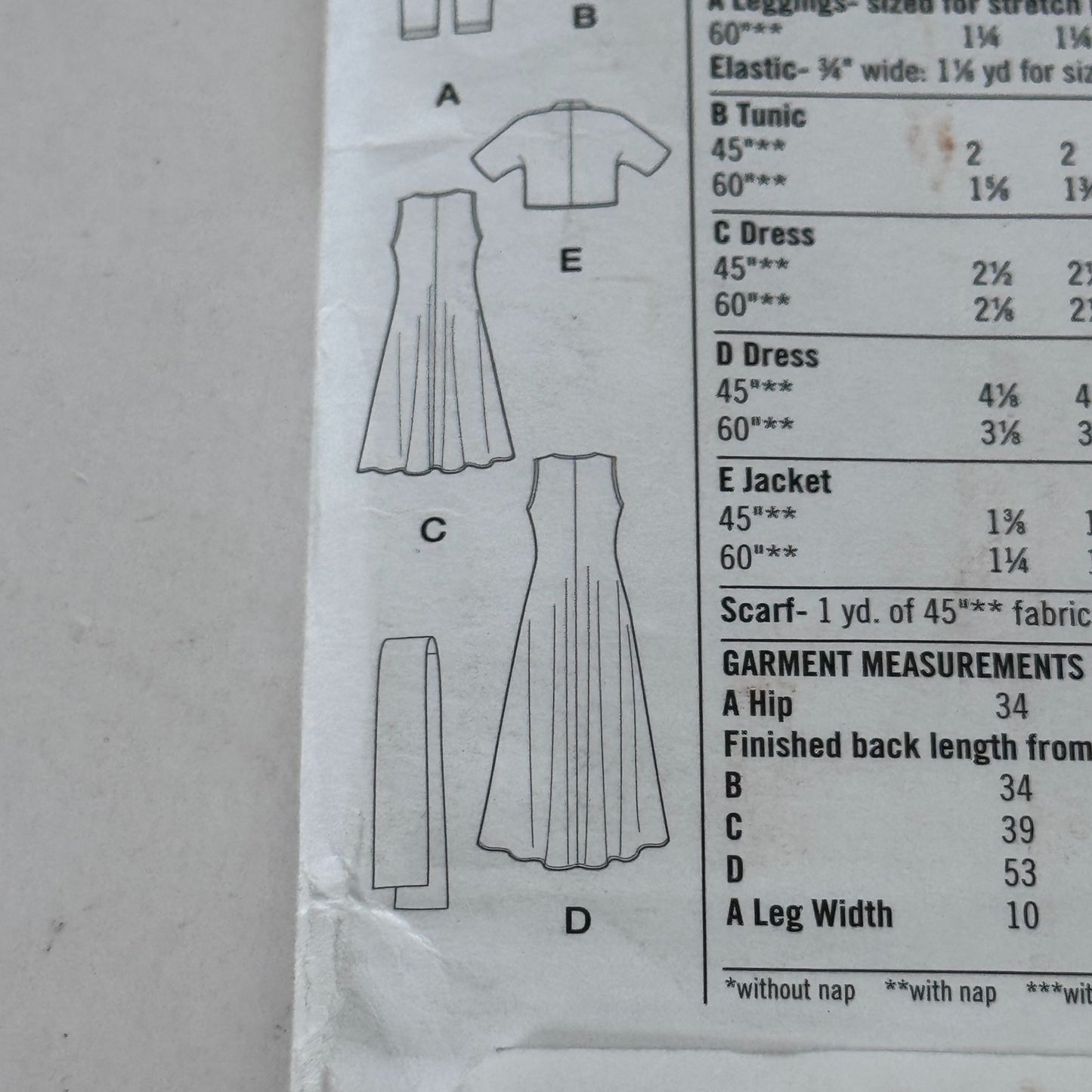 Simplicity Sewing Pattern 1376 Dress Tunic Top Modern Casual Outfit 10-18 Uncut Leggings Jacket