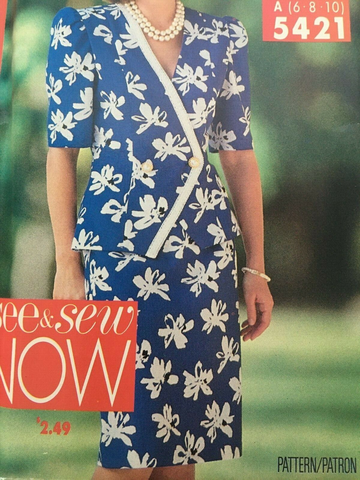 Butterick Sewing Pattern 5421 Pencil Skirt Suit Work 1990s Vintage 6 8 10 UC