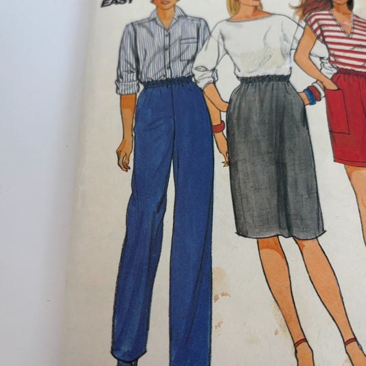 Butterick Sewing Pattern 6552 Shorts Skirt Pants 1980s Summer CUT 14 16 18