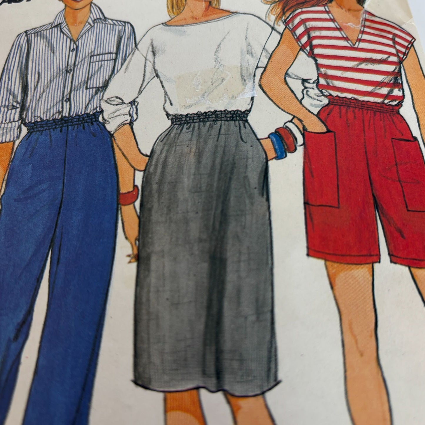 Butterick Sewing Pattern 6552 Shorts Skirt Pants 1980s Summer CUT 14 16 18